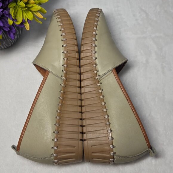 Spring Step Olive Green Leather Slip-on Wedge Loafer: Size:7.5 - 8 (38 EU) Women - Picture 4 of 10